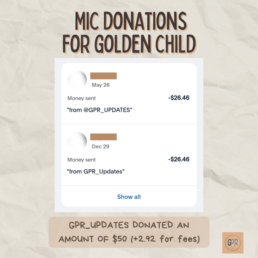 gpr_updates's tweet photo. GPR donated $50 to the Mic Support for Golden Child 🎤

Thank you for doing this fan support for the boys! 🤎 https://t.co/J9a13m1umB