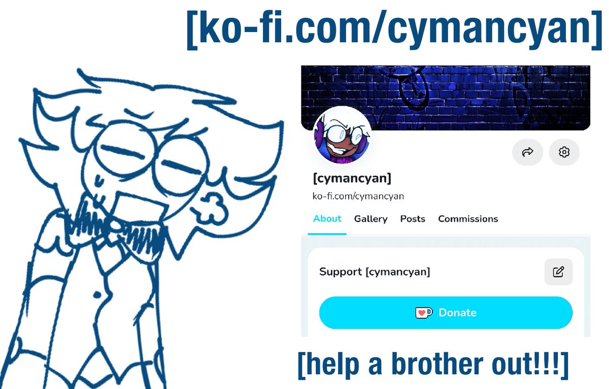 your boy in a bad financial spot rn, which is gonna bite me in the ass soonish, so im bumping my kofi page again!!

now with new c0mm options and updated examples/prices. hoping to get to em over the summer! if you cant send anything just sharing this means a ton! link in the bio