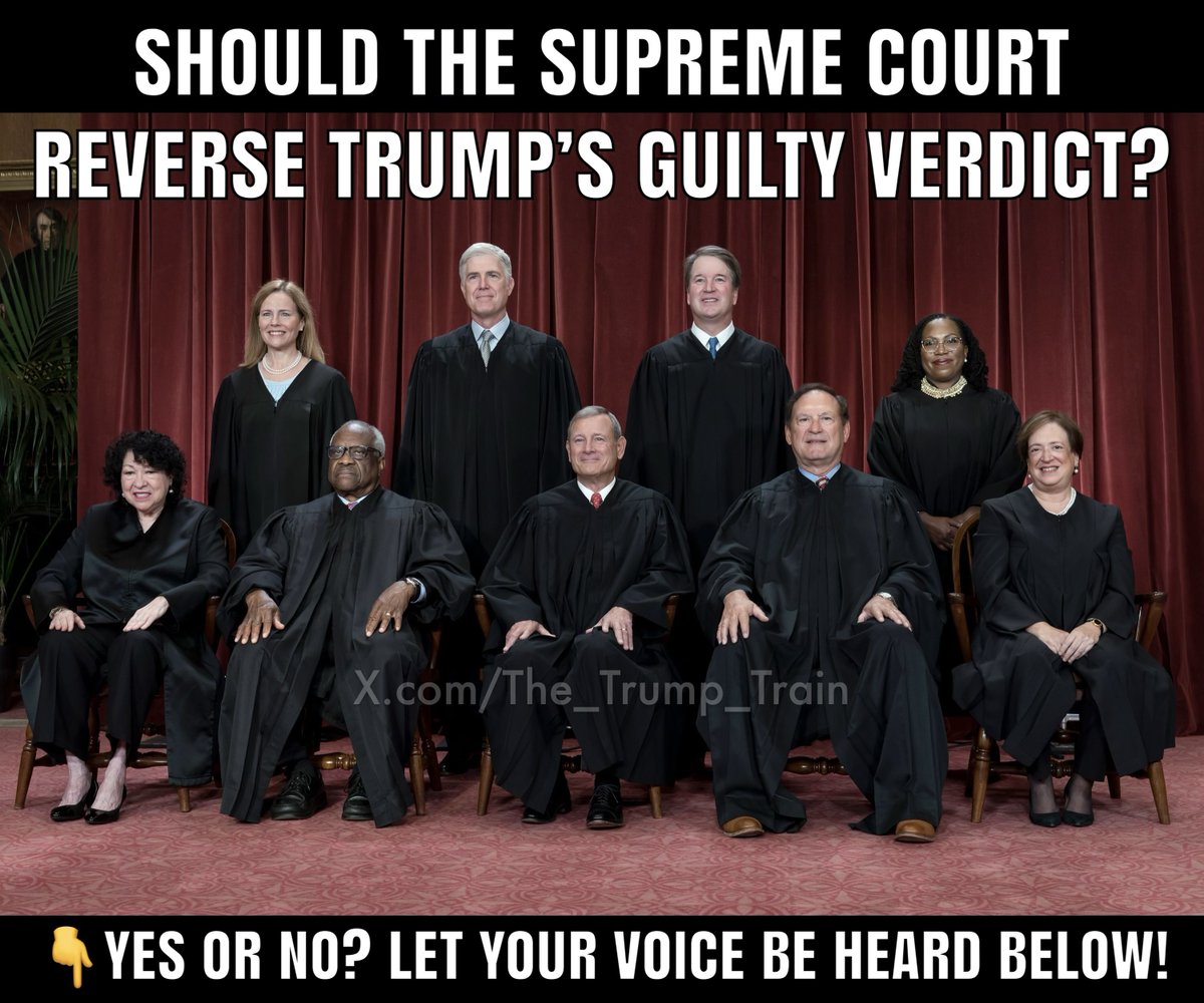 Do you agree that the Supreme Court must intervene and REVERSE Alvin Bragg and Judge Merchan's rigged guilty verdict against Trump? YES or NO?