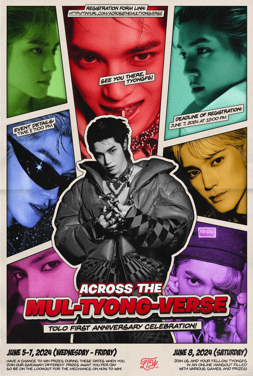 NCT_TAEYONGPH's tweet image. [STAFF POST] With great power comes great responsibility. 💥

Join us celebrate the anniversary of TOLO with Giveaways from June 5-7 and an Online Hangout on June 8! 💃🏻

Read more details and register now!
🌹 tinyurl.com/AcrossTheMulTY…

See you #AcrossTheMulTYONGverse, TyongFs! ❤️