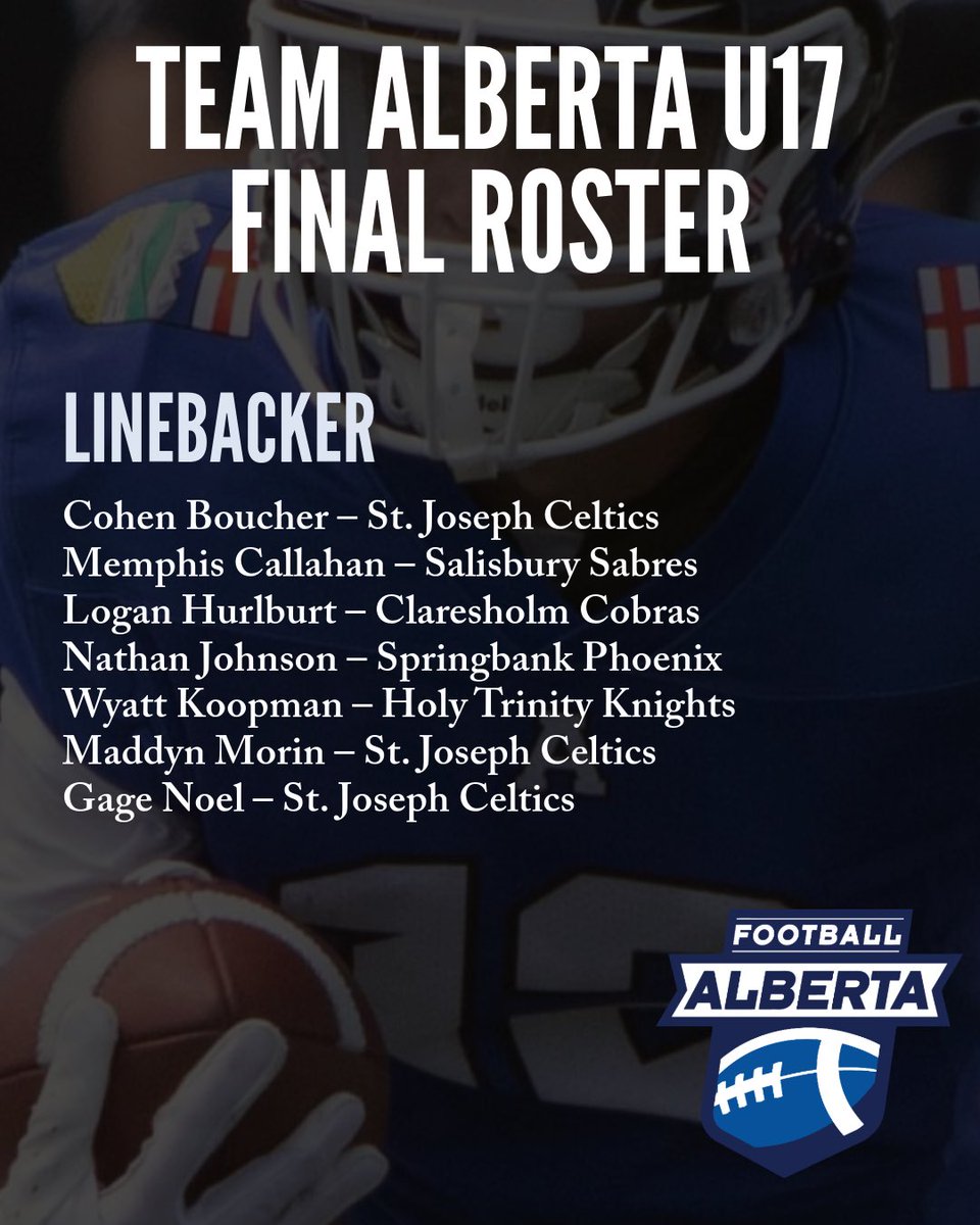 FootballAlberta's tweet photo. Congratulations to the defensive players selected to the final roster of Team Alberta U17. They will be taking part in the Western Challenge 2024 to be hosted in July.
🏈🏈
#football #footballalberta #teamalberta #U17 #westernchallenge https://t.co/Jn6xMBTN3N