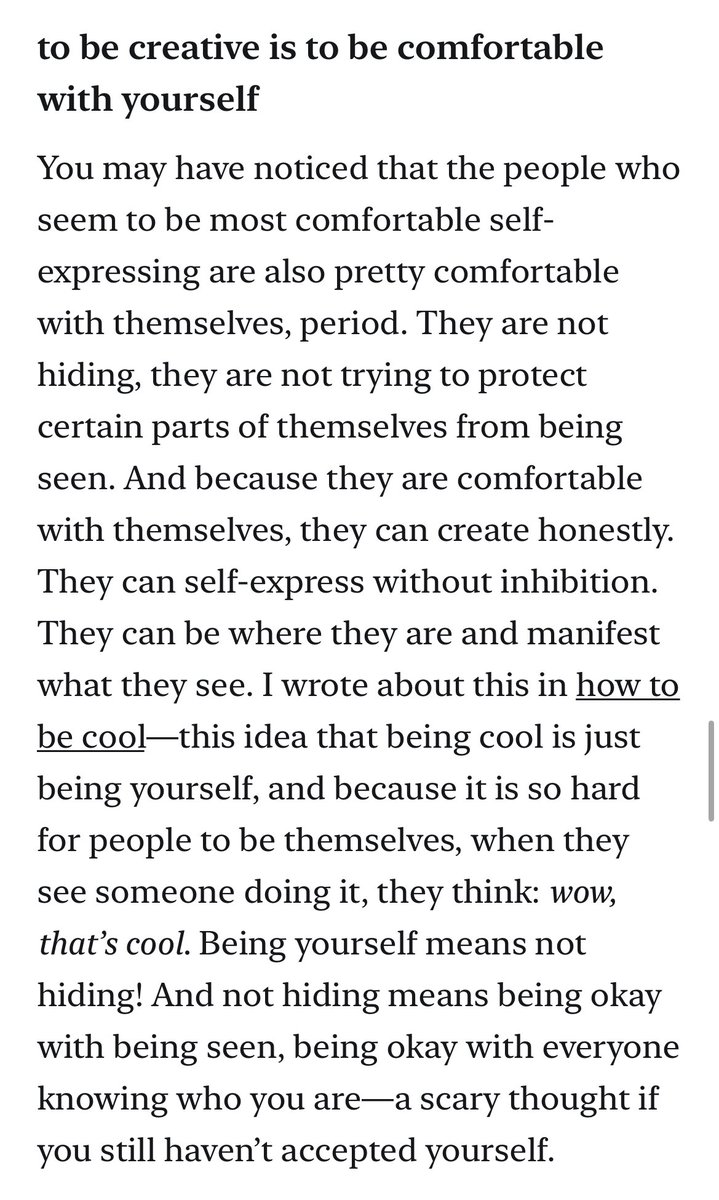 to be creative is to be comfortable with yourself:
