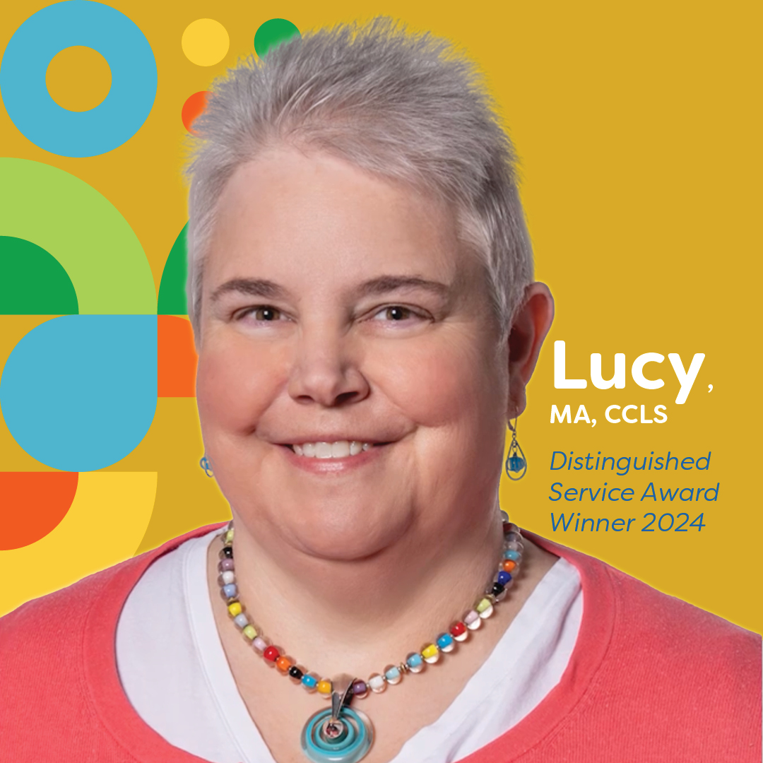 Assistant Director of #ChildLife, Lucy, received the 2024 Distinguished Service Award from the International Association for Child Life Professionals. This is the highest honor presented by the ACLP to 1 member per year for outstanding contributions to the field. Congrats, Lucy!