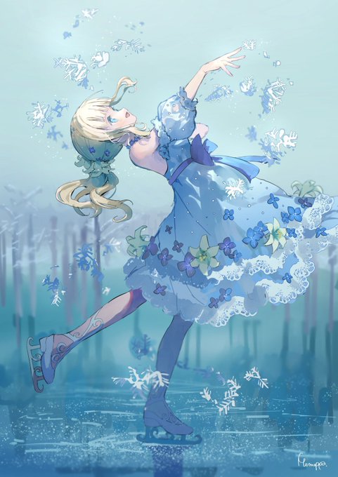 「blue dress standing」 illustration images(Latest)