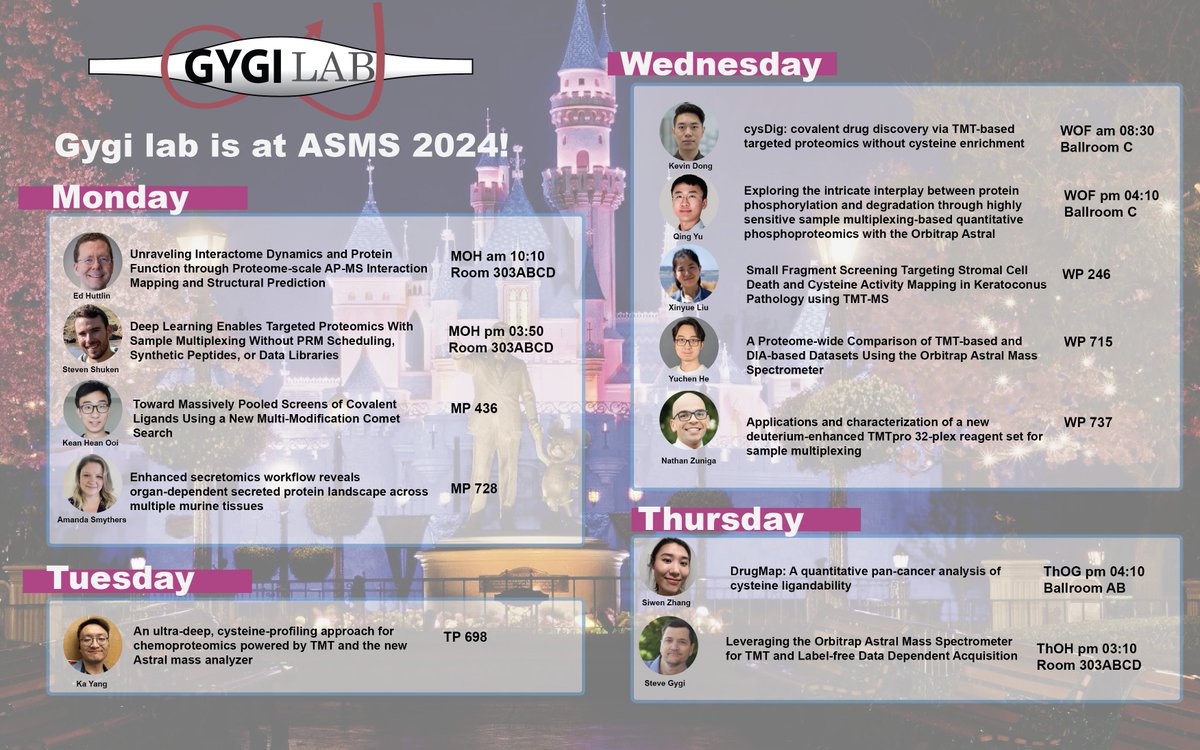 If you're at #ASMS2024 in Anaheim, don't miss these exciting posters and oral presentations from <a href="/GygiLab/">Gygi Lab</a> members throughout the week!