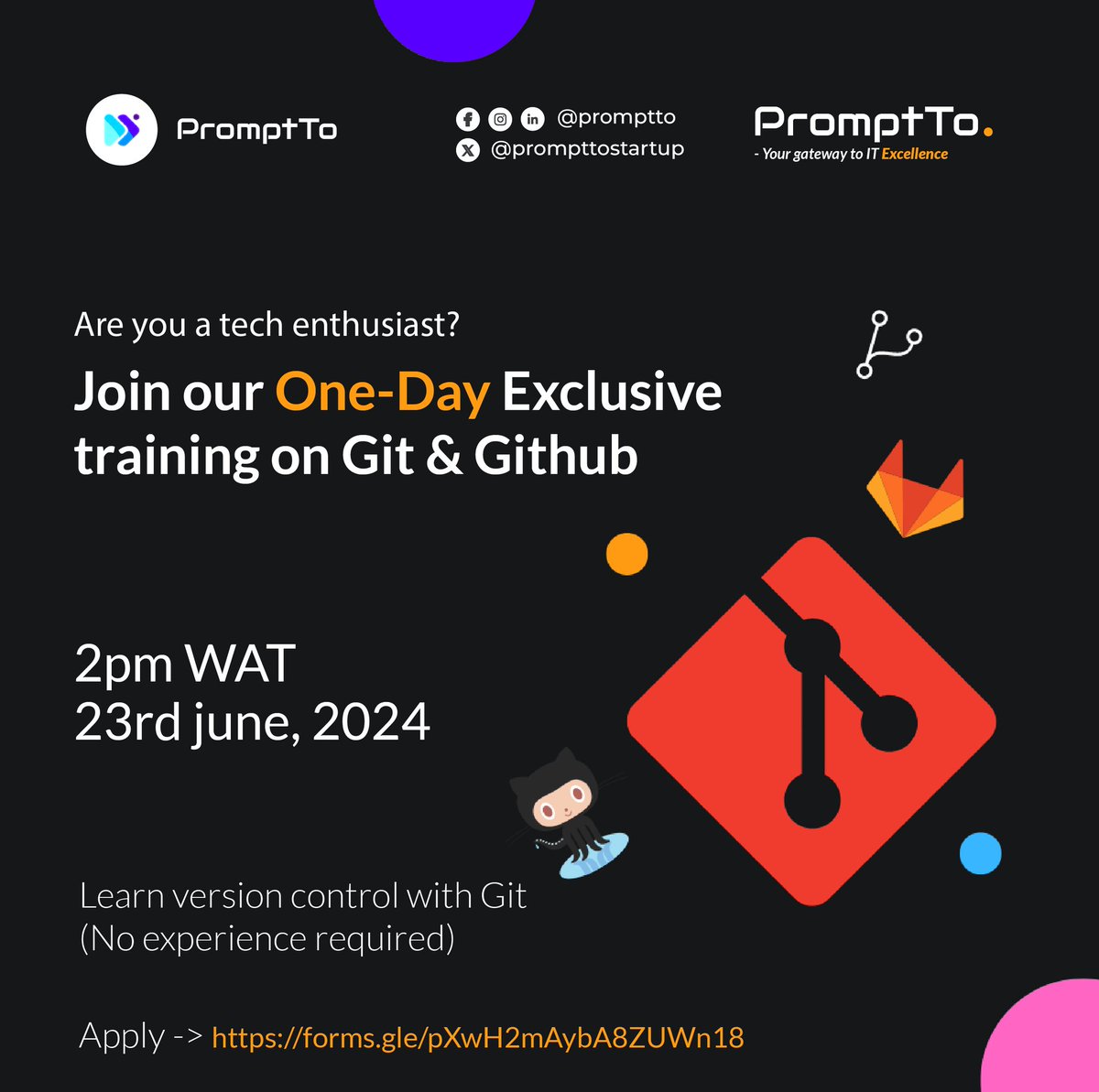Join us for an exclusive virtual training session on Git and GitHub! Enhance your version control skills and learn how to collaborate effectively using GitHub. 

Please fill out the form to register:
forms.gle/pXwH2mAybA8ZUW…