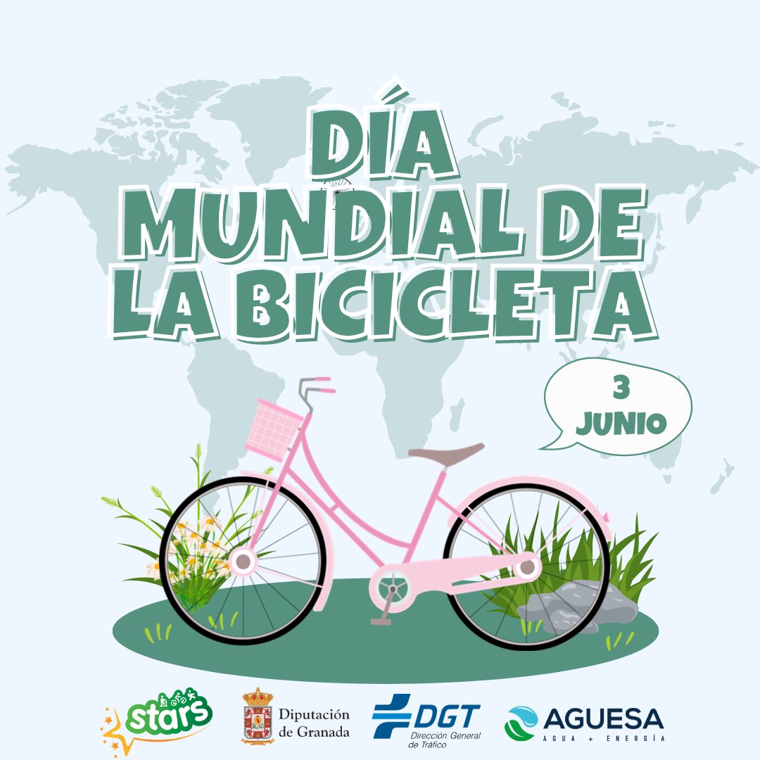 STARSdipgra's tweet photo. 🌍🚲 ¡Feliz Día Mundial de la Bicicleta! 🚲🌍

En el programa STARS, promovemos la movilidad sostenible y la educación vial. Pedalear es saludable, ecológico y divertido.

Comparte tus fotos en bici con #STARSGranada y etiquétanos! 🌟🚲 

#DiaMundialDeLaBicicleta @AGUESAAgua https://t.co/VIjL920OWG
