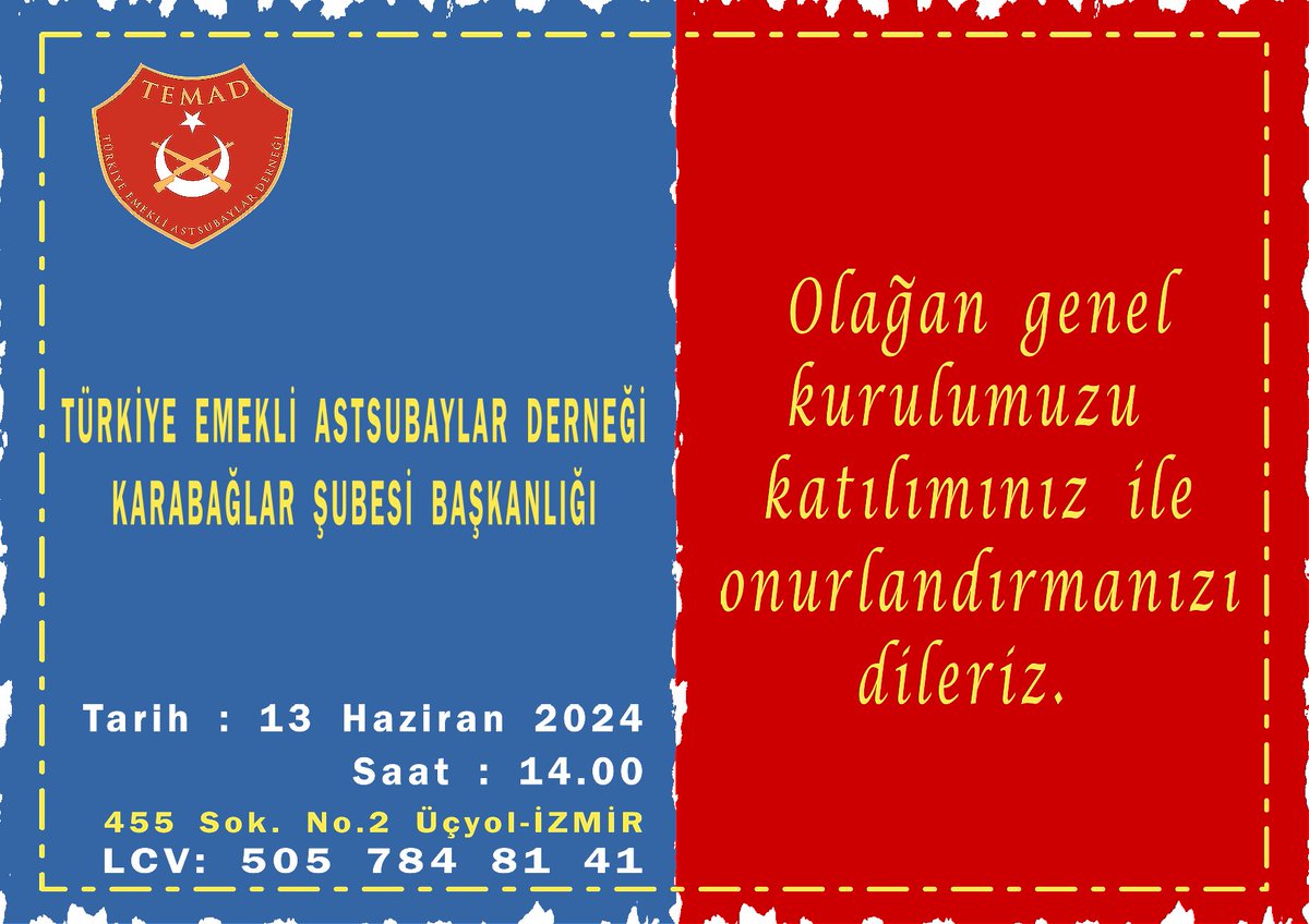 Genel kurul duyurusu <a href="/DurgenHamza/">Hamza DÜRGEN</a> <a href="/temadankara/">TEMAD Genel Başkanlığı</a>