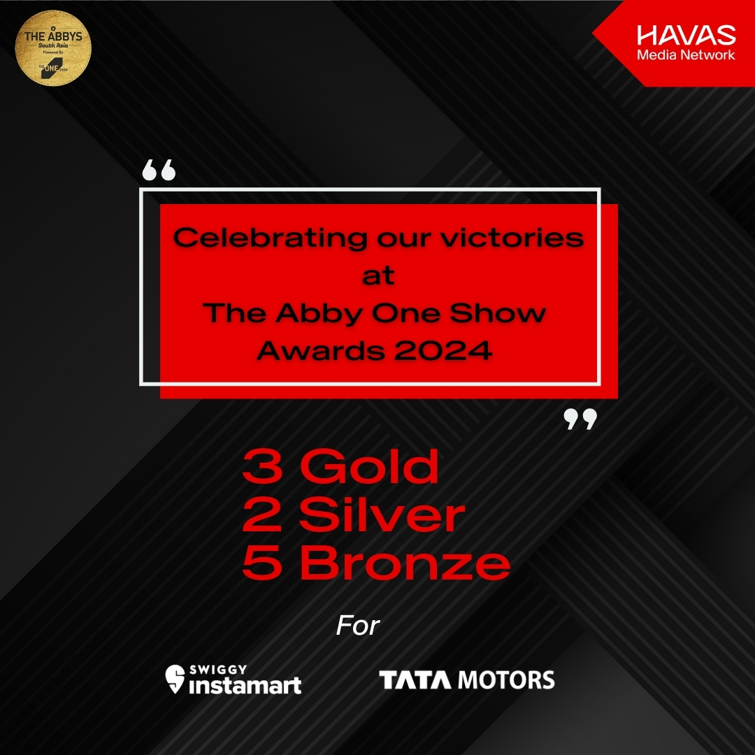 HavasMediaIN's tweet photo. 🏆 Amidst fierce competition at #TheAbbyOneShow Awards 2024, we marked multiple wins across a diverse spectrum of categories, reaffirming our vision for innovation & exceptional execution.
Here’s to pushing boundaries & delivering impactful results.
#HavasProud #AbbyAwards https://t.co/Hy92L8xxmA