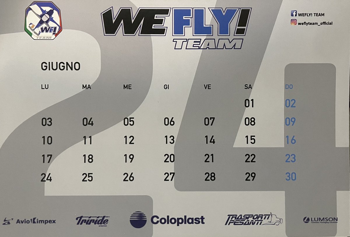 Per il mese di #giugno2024, il calendario #weflyteam ci vede volare in formazione in ala destra nel cielo della Grecia 💙🩵
.
#OsaVolare #DareToFly #WeAreUnstoppable