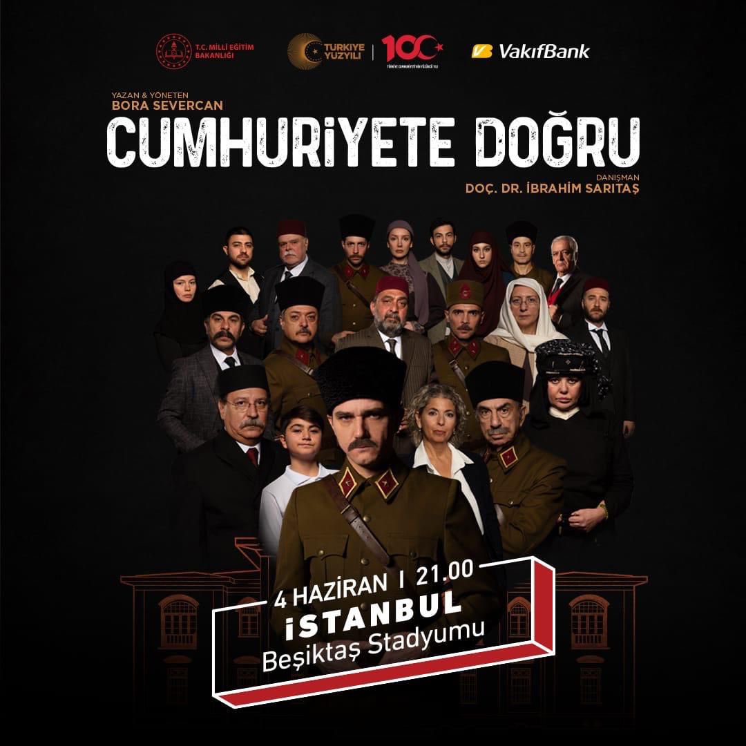 MEB, Stadyumda 30 Bin İzleyiciyle Buluşacak “Cumhuriyete Doğru” Tiyatro Oyunuyla Rekorlar Kitabına Geçecek Bir Etkinliğe İmza Atıyor 

✅ Millî Mücadele ve Türkiye Cumhuriyeti'nin kuruluşundaki kahramanlık hikâyesini anlatan eser, 400 kişilik dev kadrosuyla bu kez Beşiktaş