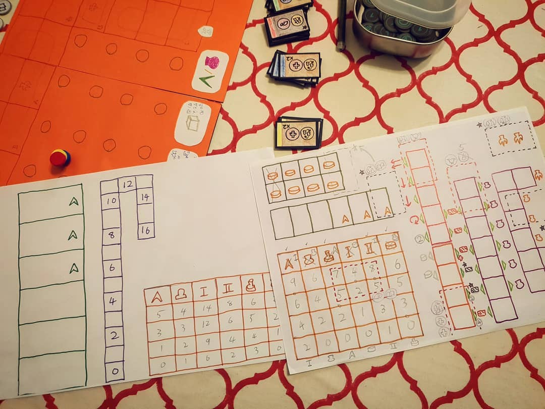 Evolution of the player board in Fuggerei.