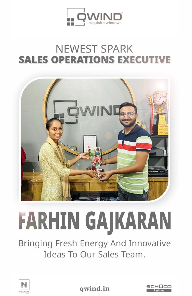 qwindwindows's tweet photo. A warm welcome to Farhin Gajkaran, our Sales Operations Executive! Your fresh energy and innovative ideas promise to set new benchmarks. Let's embark on this journey of excellence together!"
#qwind #WelcomeAboard #NewHire #TeamBuilding #SalesTeam #DreamTeam #InnovationNation https://t.co/XlDApgC3Xg