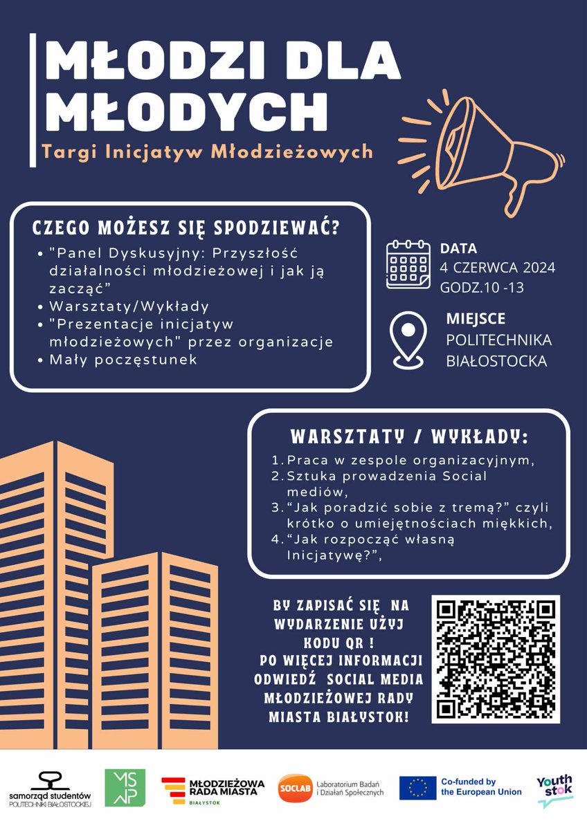 mlodzipodlaskie's tweet photo. 📣 Zapraszamy na Targi Inicjatyw Młodzieżowych ,,Młodzi dla Młodych"!

✅️ Wydarzenie ma na celu zainspirowanie młodzieży do dalszej działalności społecznej, i zachęcenie do zaangażowania w działalność społeczną czy wolontariat oraz dać im możliwość odkrycia nowych ścieżek. https://t.co/KodX8UgLoe