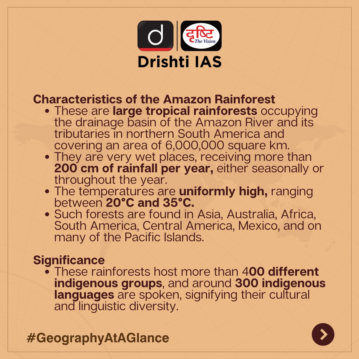 drishtiiaseng's tweet photo. Learn to look beyond horizons with this #GeographyAtAGlance subject!
#DrishtiGuideToGS #Geography #Amazon #Rainforest #Forest #Brazil #UPSC #IAS #UPSCPrelims #Preparation #PracticeMakesPerfect #UPSCAspirants #Mentoring #Education #UPSCMotivation #DrishtiIAS #DrishtiIASEnglish https://t.co/T8fEzUjoTD