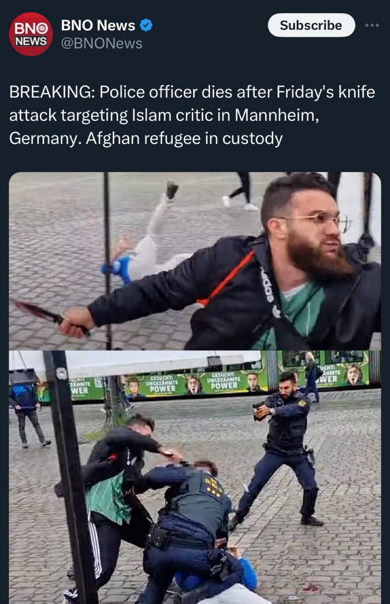 While I sympathize for the officer, he would still be alive if he tackled the islamist terrorist instead of the German victim. The Chancellor gave a speech yesterday, claiming that the “far-right” presents a danger to Germany. Officials focus on their own people while ignoring