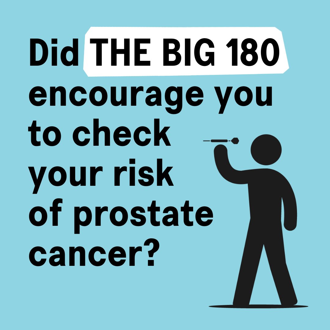 ProstateUK's tweet image. THE BIG 180, in partnership with @PaddyPower, encouraged 136,000 men to take our online risk checker.

🤳 Were you one of them? If so, we&apos;d love to hear from you.

➡️ Please email us at: supporterstories@prostatecanceruk.org

@OfficialPDC l #PLDarts
