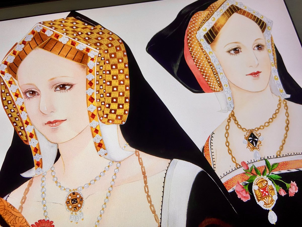 Heqijn's tweet photo. The evolution of English hood (cable hood) from the 1490s to the 1540s, after which British court fashion was replaced by French fashion.
#Tudor #Englishhood https://t.co/Re93ArVsnJ