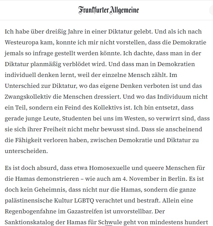 Thaidigsmann's tweet photo. Großer Text von Herta Müller über Hamas, Gaza und die westliche Reaktion auf den 7. Oktober.

"Moral clarity" würde man das im Englischen nennen. https://t.co/0mx8JXr1iw