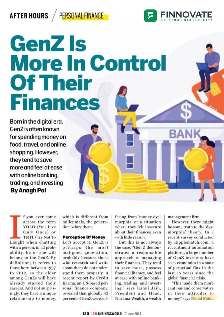 How does GenZ treats money?

Check out our insightful story coverage on 'GenZ is more in control of their finances' featured in the National Edition of BW BusinessWorld Magazine (Page 120), on 1st June, 2024.

#personalfinance #GenZ #Nationaledition #investors #Finances