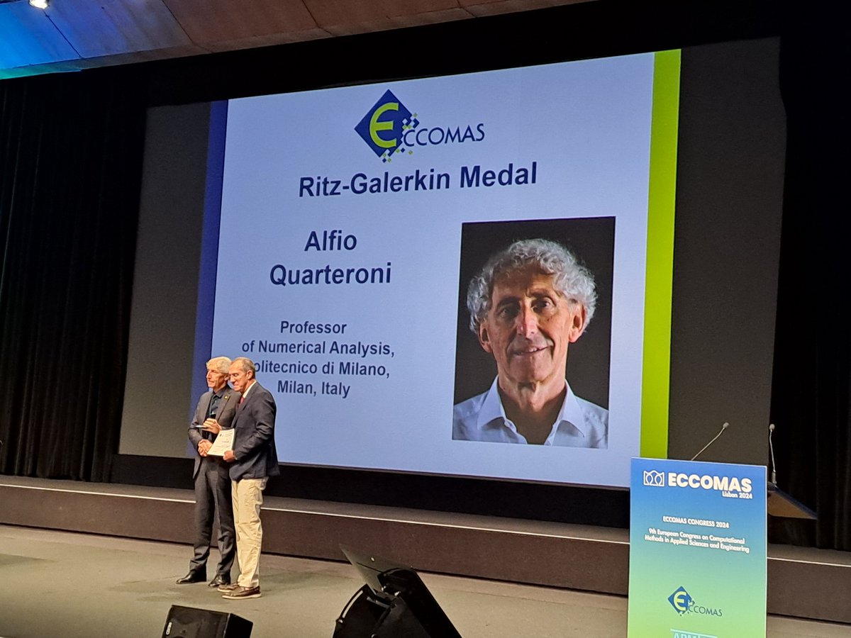 iHEART simulator (@iheartsimulator) on Twitter photo <a href="/AlfioQuarteroni/">Alfio Quarteroni</a> has been awarded the 2024 #Ritz-#Galerkin #Medal for his exceptional and enduring contributions to computational methods in applied sciences!
The Ritz-Galerkin Medal is the highest award given by <a href="/ECCOMASofficial/">ECCOMAS Community</a>, every four years. <a href="/AlfioQuarteroni/">Alfio Quarteroni</a> has been awarded the 2024 #Ritz-#Galerkin #Medal for his exceptional and enduring contributions to computational methods in applied sciences!
The Ritz-Galerkin Medal is the highest award given by <a href="/ECCOMASofficial/">ECCOMAS Community</a>, every four years.