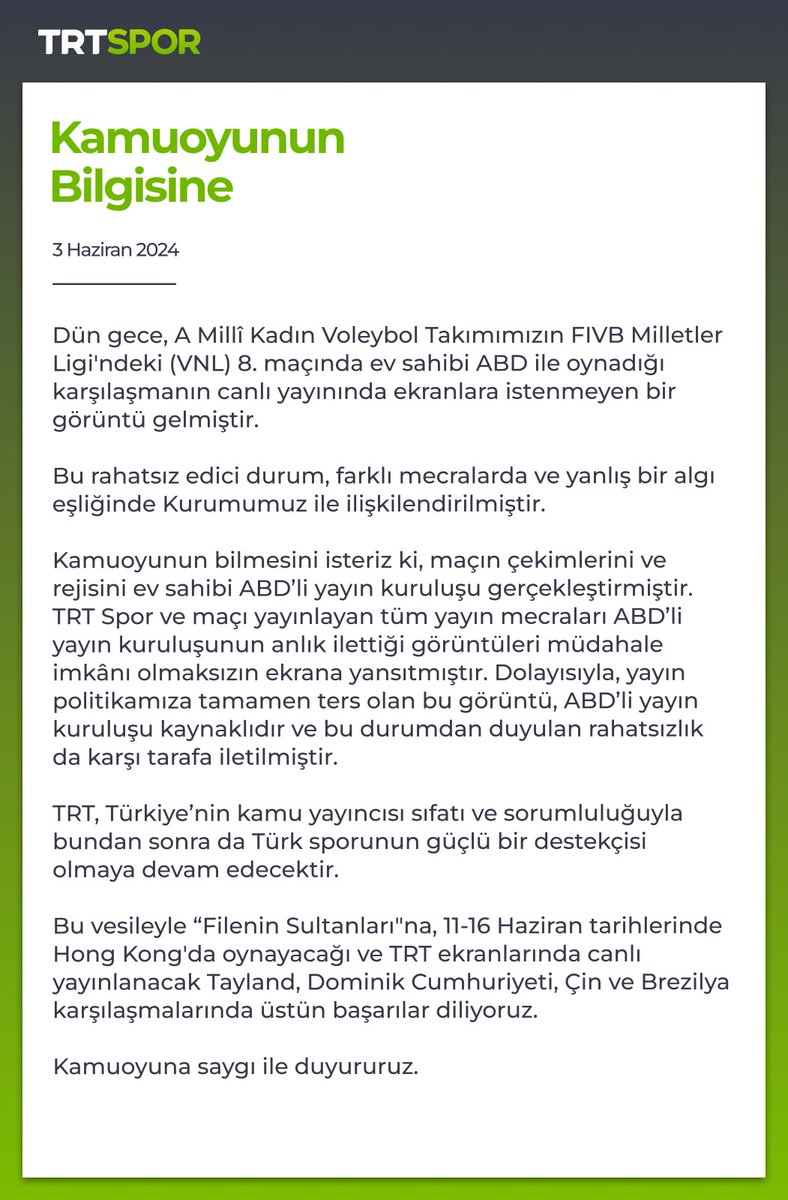 trtspor's tweet photo. Kamuoyuna saygı ile duyururuz👇 https://t.co/yhpxu0z3QO