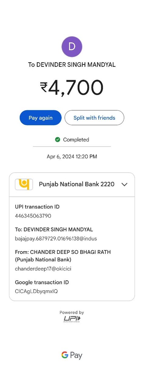 manukatoch's tweet photo. @UPI_NPCI Dear Sir,

Attached the Screenshot. This payment is not credited in my account and does not go back in the sender account. Send us the beneficiary account details in which payment has been credited. https://t.co/EDg2LJDzs9