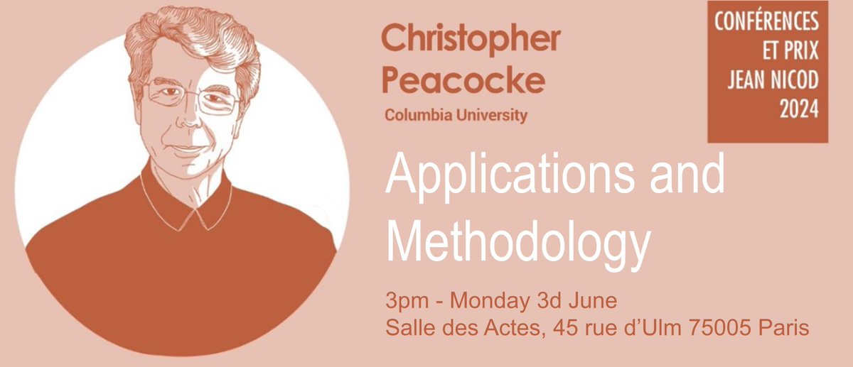 Institut Jean Nicod (@institutnicod) on Twitter photo PRIX JEAN NICOD🏅ǀ In his 4th and last lecture today at <a href="/ENS_ULM/">École normale supérieure | PSL</a>, Christopher Peacocke <a href="/Columbia/">Columbia University</a> will talk about how the methodology presented in the previous lectures can be applied beyond philosophical and phenomenological questions ➡️institutnicod.org/seminaires-col… PRIX JEAN NICOD🏅ǀ In his 4th and last lecture today at <a href="/ENS_ULM/">École normale supérieure | PSL</a>, Christopher Peacocke <a href="/Columbia/">Columbia University</a> will talk about how the methodology presented in the previous lectures can be applied beyond philosophical and phenomenological questions ➡️institutnicod.org/seminaires-col…