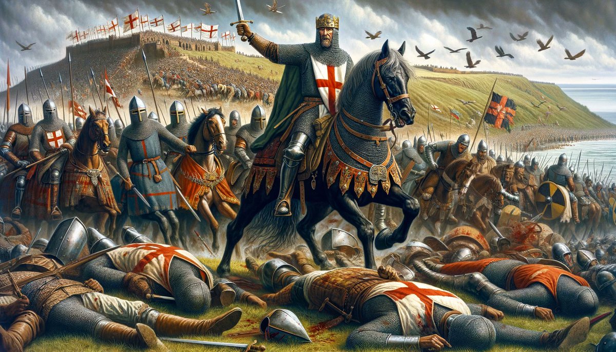 HistoryRelivedS's tweet photo. The Norman Conquest of England (1066): Led by William the Conqueror, the Normans invaded England and defeated King Harold II at the Battle of Hastings. This conquest significantly altered the English language, culture, and governance. The pivotal event took place on October 14, 1066, when William, Duke of Normandy, claimed his right to the English throne, asserting that King Edward the Confessor had promised it to him. Harold II, recently crowned and leading the English forces, met William's army near Hastings. Despite initial resistance, Harold's forces were overwhelmed, resulting in his death and a decisive Norman victory.

Following the conquest, William introduced Norman feudalism, redistributing land among his Norman followers and establishing a new aristocracy. This significantly impacted the social structure, creating a rigid hierarchy dominated by Norman lords. The introduction of the Domesday Book in 1086, a detailed survey of landholdings, underscored this transformation by cataloging the wealth and assets across England, facilitating more efficient taxation and governance.

Culturally, the conquest infused Norman customs, traditions, and architectural styles into English society. Norman French became the language of the court, administration, and the elite, influencing the English language profoundly. Many Old English words were replaced or supplemented by Norman French vocabulary, leading to the rich linguistic tapestry of modern English. Gothic architectural elements, exemplified by the construction of grand cathedrals and castles, marked a departure from previous Anglo-Saxon designs, showcasing the Norman emphasis on fortification and grandeur.

Governance underwent a significant overhaul as well. William centralized power, reducing the influence of local Anglo-Saxon nobles and reinforcing royal authority. He implemented a feudal system where loyalty and military service were exchanged for land, ensuring the king's control over his vassals. The establishment of the Curia Regis, or King's Court, laid the groundwork for the English legal system, promoting the king's justice throughout the realm.