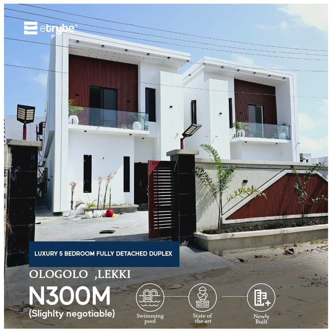 Etrybe_'s tweet photo. 5 Bedroom fully detached duplex with a swimming pool is for sale!!! 
Price: 300 Million naira
Title: Governor consent 
Features: 
All rooms En-suite 
CCTV Cameras  
POP finishes 
Fully Fitted Kitchen
Heat Extractor
Water heater 
☎️ 07039774656, 📧etrybe@etionarygroup.com https://t.co/w3JKtnHqTD