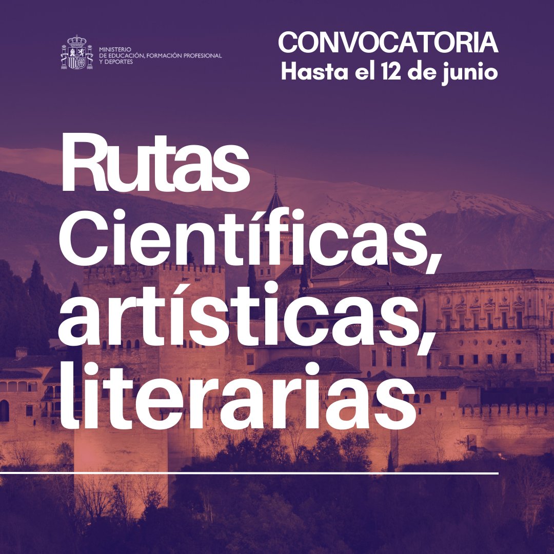 🎨🎭🧪¿Quieres inscribir a tus alumnos al Programa Rutas científicas, artísticas y literarias?

Queremos fomentar su interés por la ciencia, la literatura y las artes, mediante métodos formativos y experimentales. 

¡Hasta el 12 de junio!
👉educacionfpydeportes.gob.es/servicios-al-c…