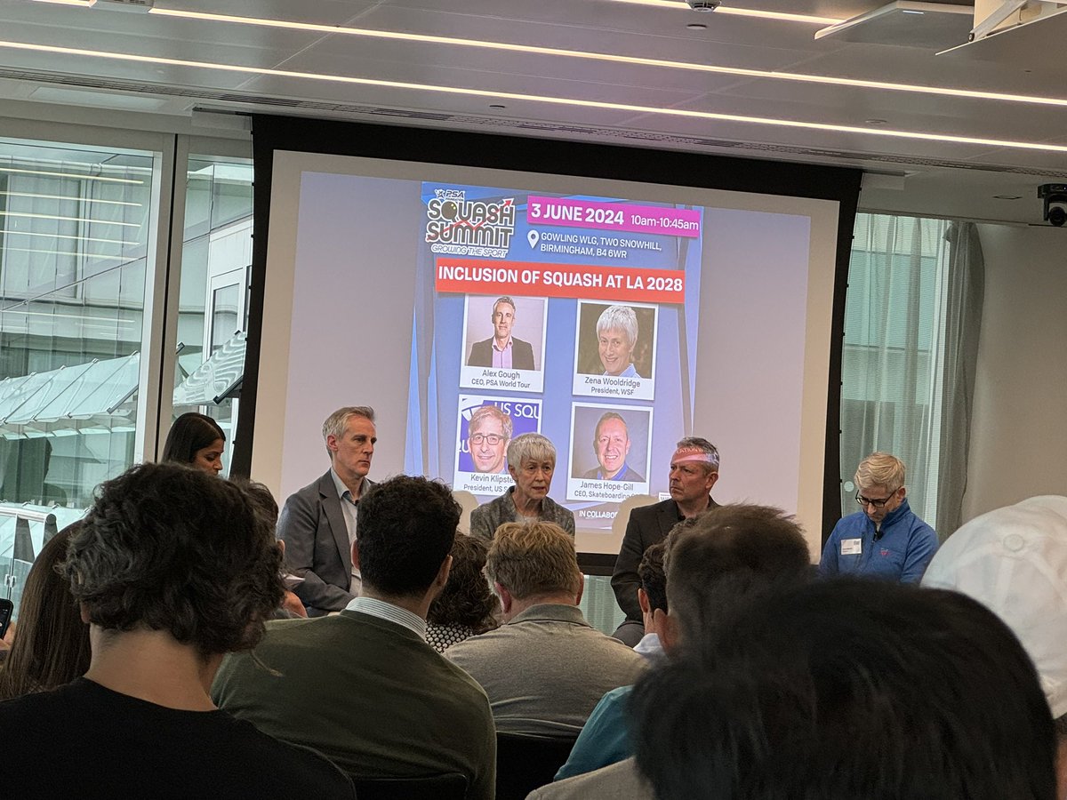 ClubTowers's tweet photo. Excited to be hearing about the plans for squash inclusion in the LA 2028 Olympics. #squashsummit @PSAFoundation @englandsquash https://t.co/sQtD7cuRxp