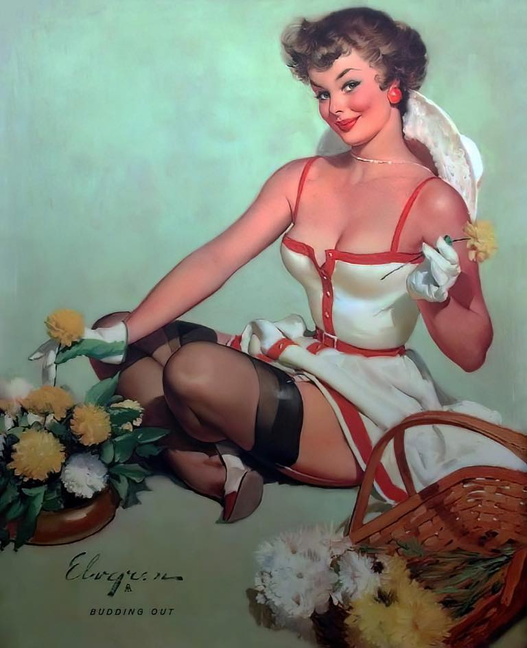 RedRopesEv's tweet photo. Happy Monday! ❤️
Gil Elvgren 'Budding Out' 1968 ❤️🌼🤍💚
#GilElvgren #Artist #Kunstschilder #GilElvgrenpinupartist #GilElvgrenpinupart #Pinup #Pinupartist #Pinupart #Art #Kunst #Erotischekunst #Pinupkunst #SexyPinup #Sexy #Erotisch #Beauty #Classicpinup #Classicbeauty❤️💄👠 https://t.co/bs0NeKi00c
