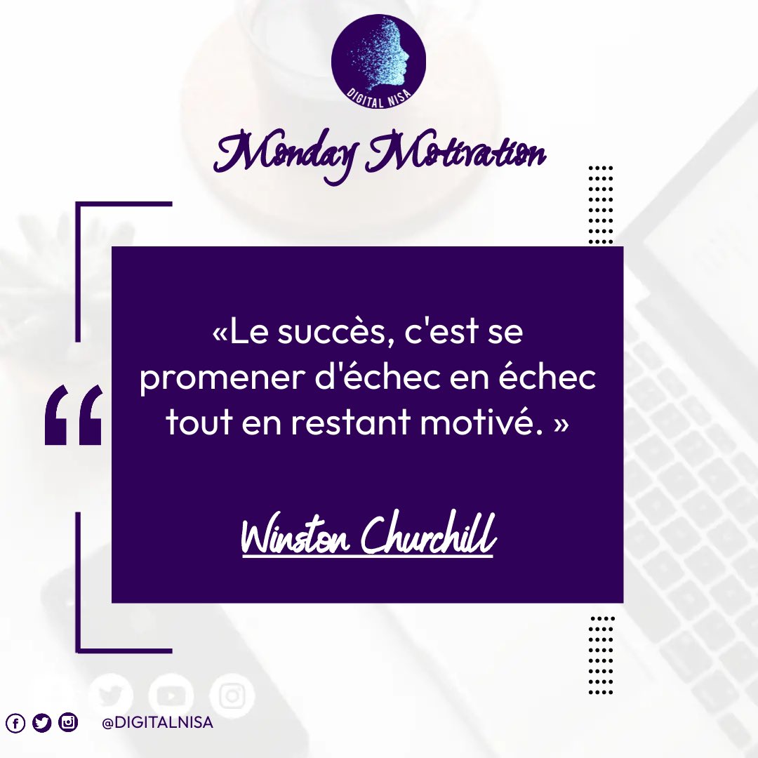 🌟 **Monday Motivation** 🌟

Commencez cette semaine avec détermination et positivité. Chaque échec est une étape vers le succès. 💪 #MondayMotivation #SuccessMindset #StayPositive #unenisa #digitalnisa