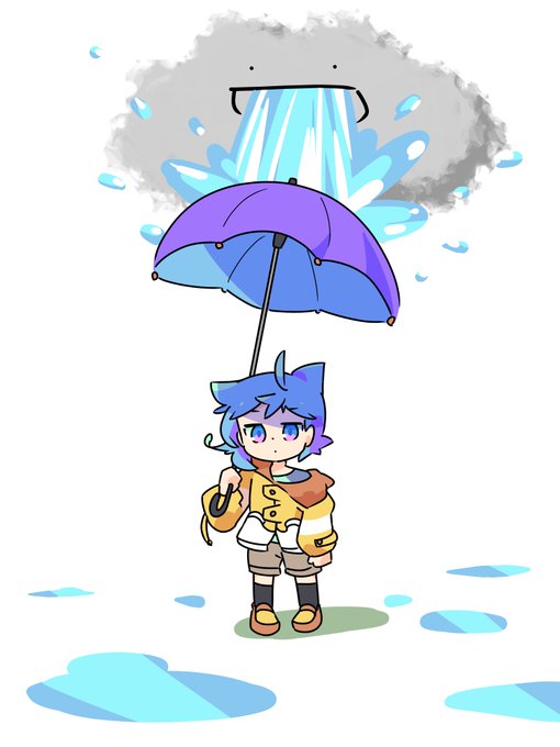 「holding umbrella looking at viewer」 illustration images(Latest)