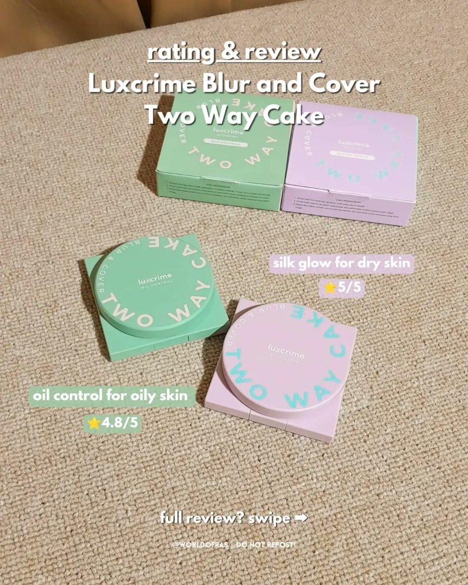 azlaras's tweet image. rating &amp;amp; review two way cake terbaru dari luxcrime!♡

full review udah aku cantumin secara singkat &amp;amp; lengkap di foto ya, jadi kalian bisa sesuain sama jenis kulit kalian kalo mau beli compact powder ini.

ig: @/worldofras

#compactpowder #powder #twowaycake #luxcrime #beauty