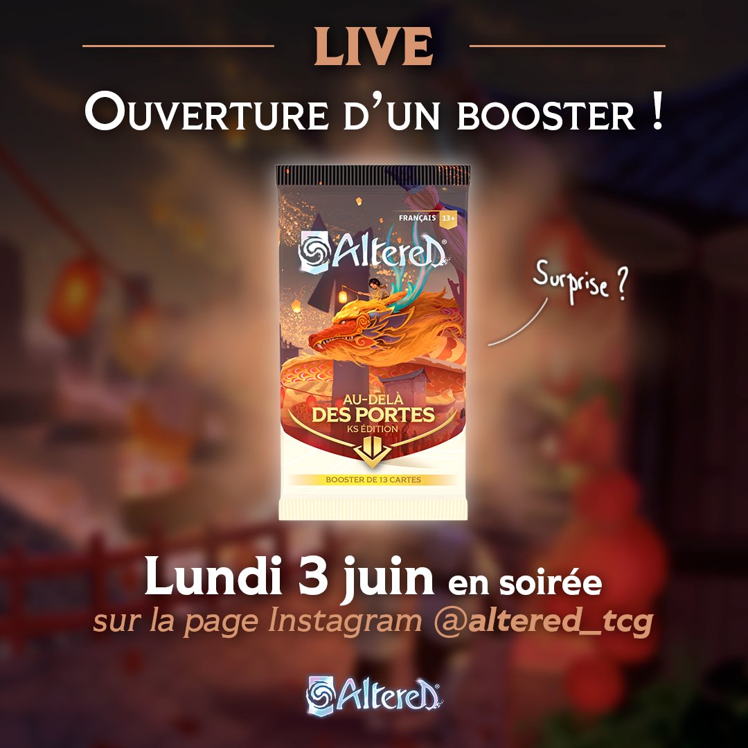 Alex_Suriplay's tweet photo. Ce soir, on va avoir une petite exclu sur le compte Insta d'@Altered_TCG : OUVERTURE D'UN BOOSTER 

Oui Mesdames et Messieurs, ça commence 👀

RDV vers 20H et des brouettes

A touuuuute https://t.co/w8e58yKb9F