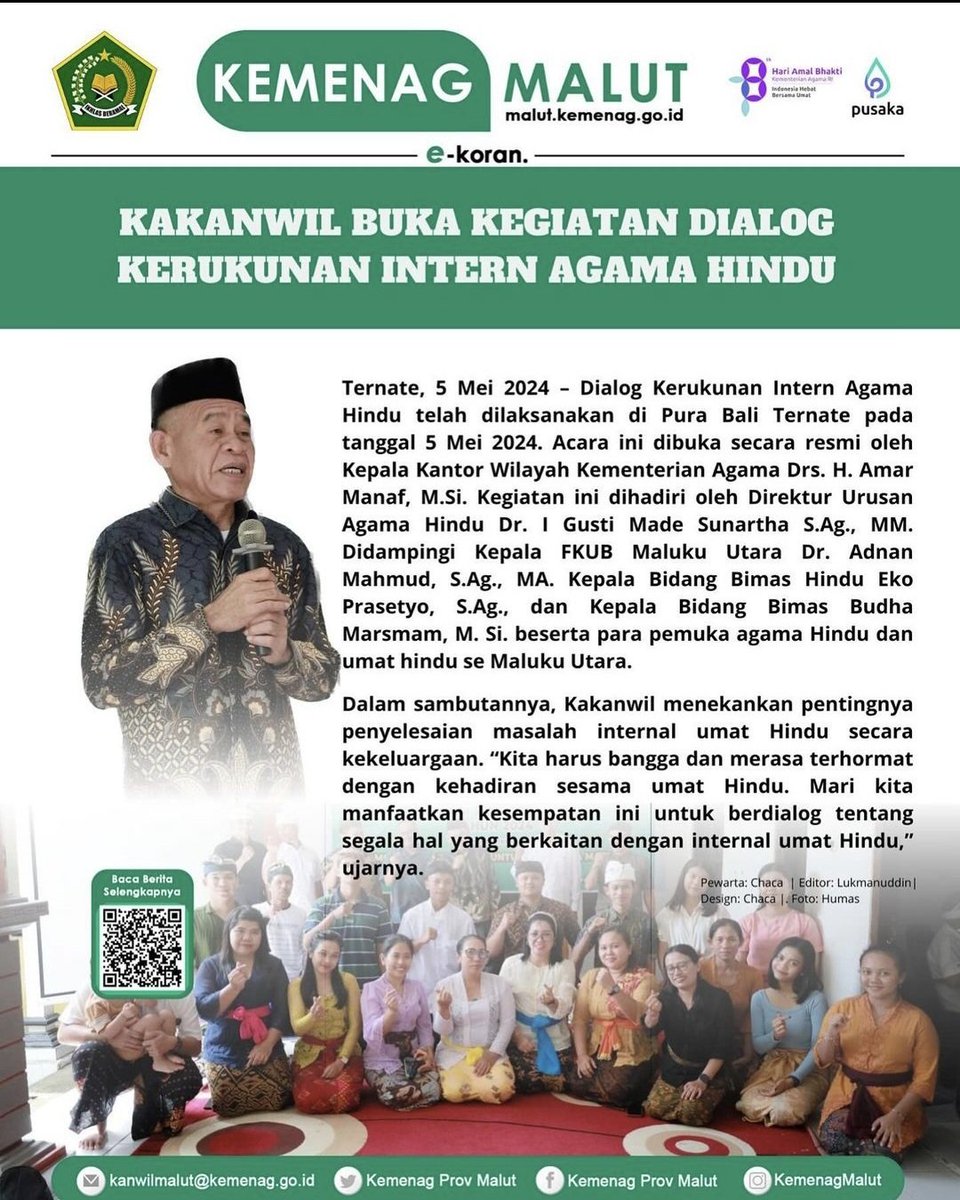 hindu_malut's tweet photo. Late Post, Minggu, 5 Mei 2024, Kepala Kantor Wilayah Kementerian Agama Provinsi Maluku Utara membuka Kegiatan Dialog Kerukunan Intern Agama Hindu Provinsi Maluku Utara Tahun 2024 secara resmi https://t.co/yQsIYuXOX2