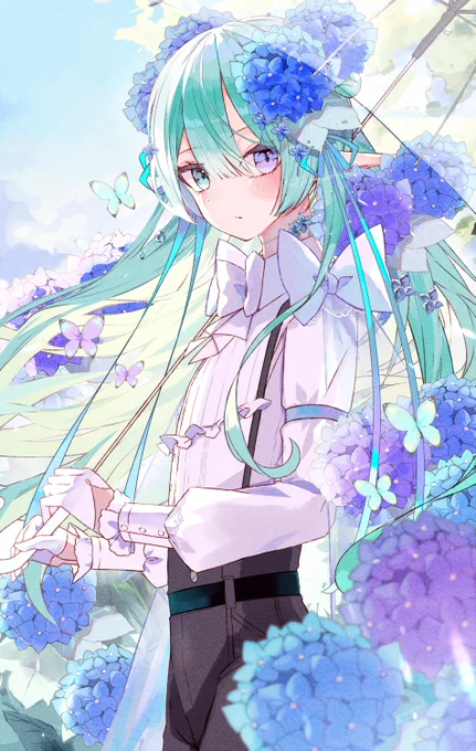 迎え梅雨と紫陽花の精#oc #illustration 