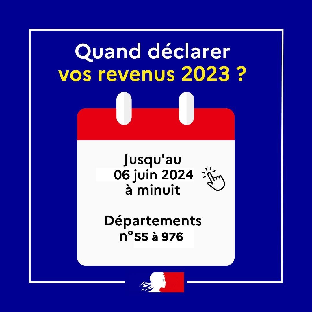 #Impôts | Le service de déclaration en ligne est ouvert depuis le 11 avril. ⚠ Il ne reste plus que 4 jours pour déclarer vos revenus ! La date limite de dépôt est fixée au 06 juin à 23h59. Retrouvez le calendrier officiel complet : 👉 economie.gouv.fr/.../impot-sur-…