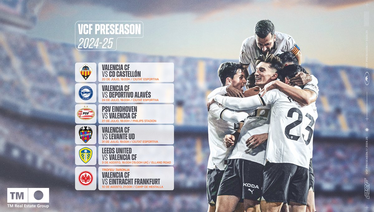 valenciacf's tweet photo. 🗓️ Así será la pretemporada del @valenciacf 2⃣4⃣➖2⃣5⃣

🔙⚽️ El equipo volverá al trabajo el 5 de julio y disputará 6 amistosos antes de iniciar la @LaLiga 

🔗 https://t.co/qj32k7Mxow

#ADNVCF 🦇 https://t.co/P4zrWJ4xia