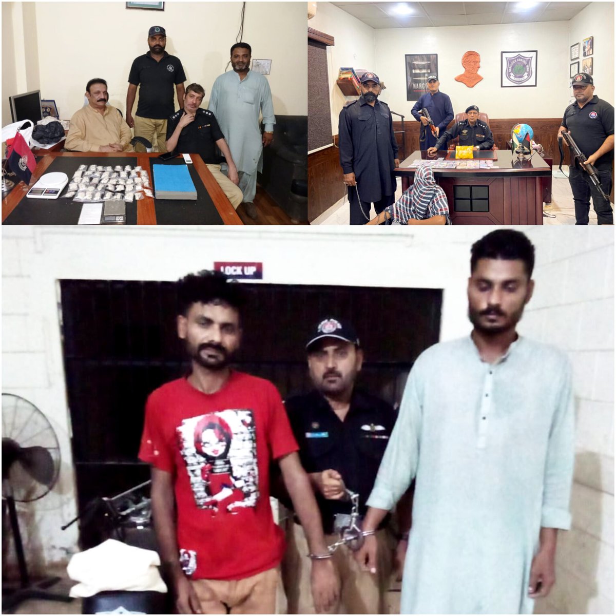 QurbanALaghari's tweet image. ایکسائز اور نارکوٹکس ڈیپارٹمنٹ کی جانب سے ڈسٹرکٹ ویسٹ اور کورنگی میں کاروائیاں، بدنام زمانہ منشیات فروش قمر، سراج، عالم، توصیف اور عمران گرفتار، ملزمان سے 1370 گرام آیئس، 500 گرام ہیروئن سمیت مختلف اقسام کا نشہ برآمد، مقدمات درج کاروائی کا آغاز کر دیا گیا۔
#NarcoticsCrackdown…