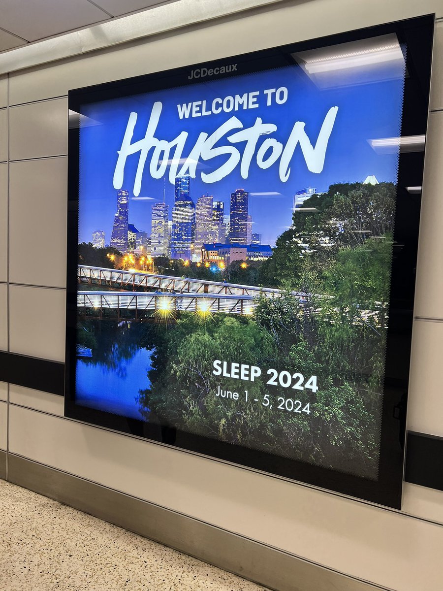 cooleyam's tweet photo. Loved seeing this at the airport when I flew in yesterday - what a welcome! #SLEEP2024 #Houston @ResearchSleep @AASMorg https://t.co/0rj2kNeb0P
