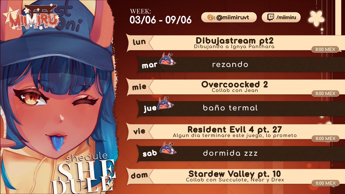 miimiruvt's tweet photo. HOLA HERMOSOS, les dejo el horario de esta semanita, puede que el jueves prenda pero lo dejaremos en veremos, preparense para los loles 👀

Hashtags: #Artiru #Miimip #Meemeru | #Mommiru https://t.co/dAHW16t0iT