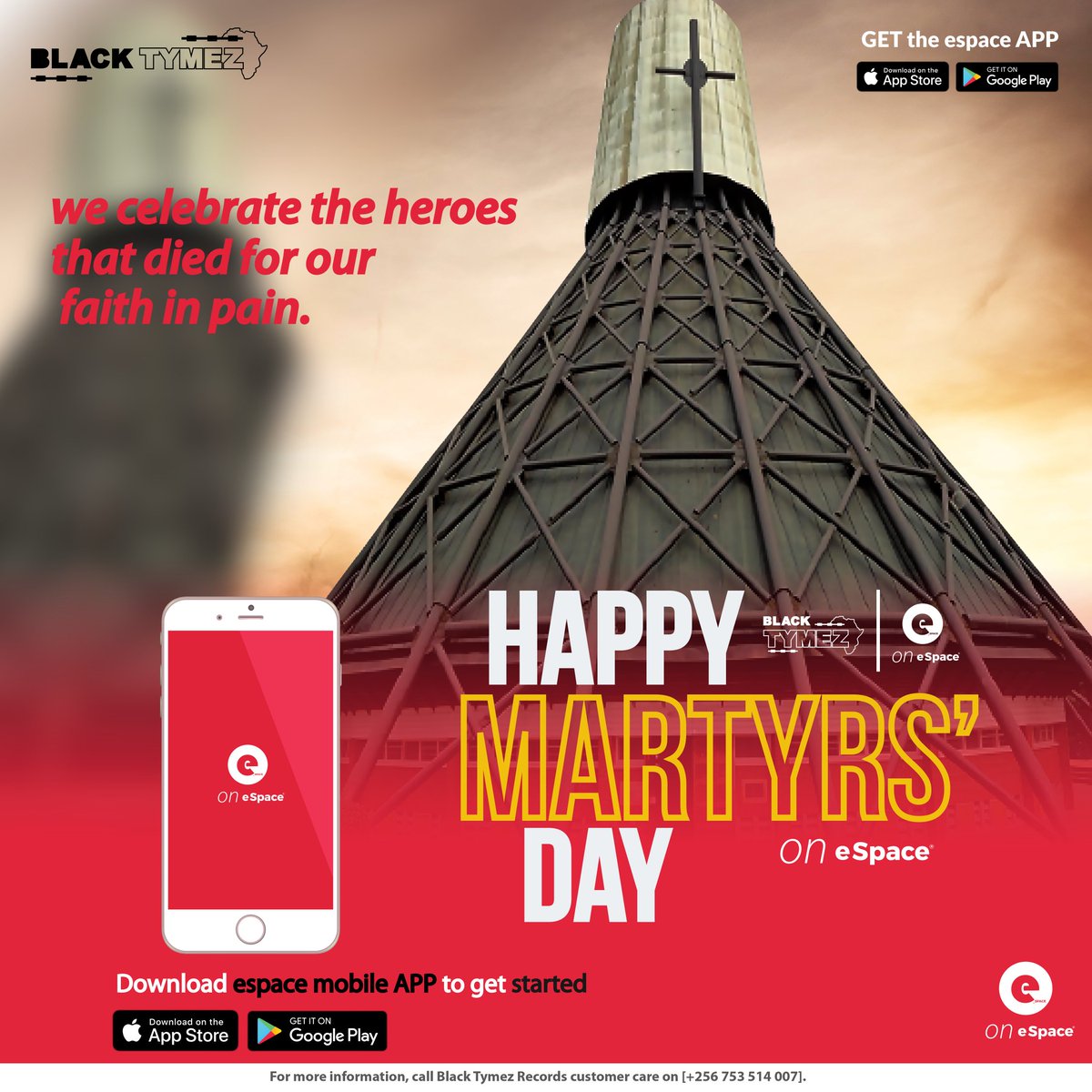 on_espaceug's tweet photo. #eSpaceUG Is celebrating the Heroes that died for our faith in pain. Happy Martyrs' Day. Download the @on_espaceug Mobile Application 📱 on @GooglePlay  @AppStore https://t.co/KZRZDmV1el
