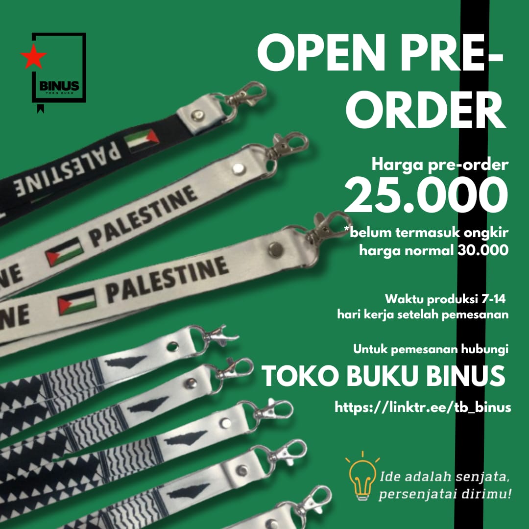 tb_binus's tweet photo. READY TO ORDER
LANYARD
PEMBEBASAN PALESTINA

LANYARD
- Bendera Palestina
- Kaffiyeh

Harga promo pra-pesan Rp25.000,- 
Harga normal Rp30.000,-
(belum termasuk ongkos kirim) 

BONUS STICKER 
Kemerdekaan untuk Palestina

__ https://t.co/fw4PGgPu4I