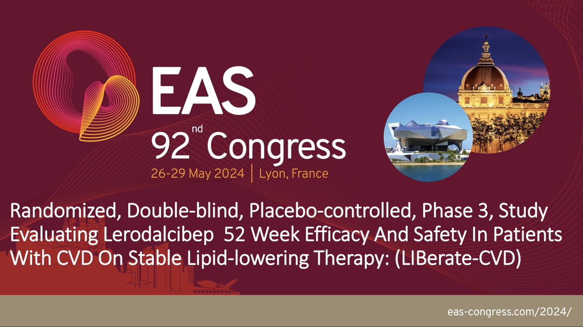 MeralKayikcoglu's tweet photo. Dr. Evan Stein presented our latest study on #Lerodalcibep, a next-generation #PCSK9inh, at the #EAScongress2024! #LIBerateCVD
Stay tuned for groundbreaking insights and innovations in cholesterol management. 
#MedicalResearch #Cardiology #EAS2024 🌟🩺

#CongressHighlights #Teamwork
#EAS2024 #MyEAS2024 #SoMeEAS #EASSoMe
@EASCongress @society_eas
#EASYoungFellows
#CardioTwitter #cardioX
@LaleTokgozoglu
@TKDResmi
@fhpatienteurope
@fhscglobal @FedericaFogacci @drpablocorral @pabeda1 @MGeanta @javierrcarrio @j_rvl @SABOURETCardio  @JamalRanaMD @ErinMichos @CBallantyneMD  @PamTaubMD