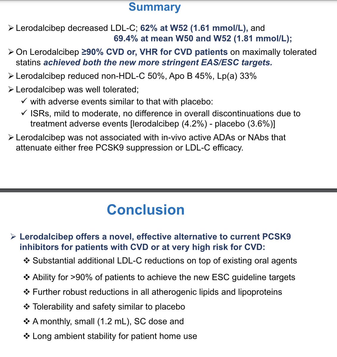 MeralKayikcoglu's tweet photo. Dr. Evan Stein presented our latest study on #Lerodalcibep, a next-generation #PCSK9inh, at the #EAScongress2024! #LIBerateCVD
Stay tuned for groundbreaking insights and innovations in cholesterol management. 
#MedicalResearch #Cardiology #EAS2024 🌟🩺

#CongressHighlights #Teamwork
#EAS2024 #MyEAS2024 #SoMeEAS #EASSoMe
@EASCongress @society_eas
#EASYoungFellows
#CardioTwitter #cardioX
@LaleTokgozoglu
@TKDResmi
@fhpatienteurope
@fhscglobal @FedericaFogacci @drpablocorral @pabeda1 @MGeanta @javierrcarrio @j_rvl @SABOURETCardio  @JamalRanaMD @ErinMichos @CBallantyneMD  @PamTaubMD