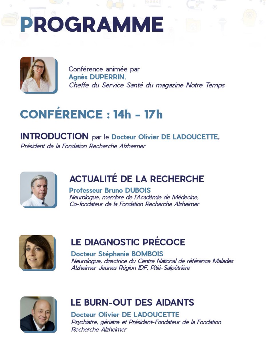 📢Retrouvez-nous à 14h pour les Entretiens Alzheimer IDF animés par <a href="/Agnes_Duperrin/">Agnès Duperrin</a> avec le soutien de nos partenaires <a href="/villelevallois/">Ville de Levallois</a> <a href="/AG2RLAMONDIALE/">AG2R LA MONDIALE</a> <a href="/GroupeAudiens/">Audiens</a> <a href="/LNA_Sante/">LNA Santé</a> <a href="/groupenutrisens/">Nutrisens</a> <a href="/NotreTemps/">Notre Temps</a>