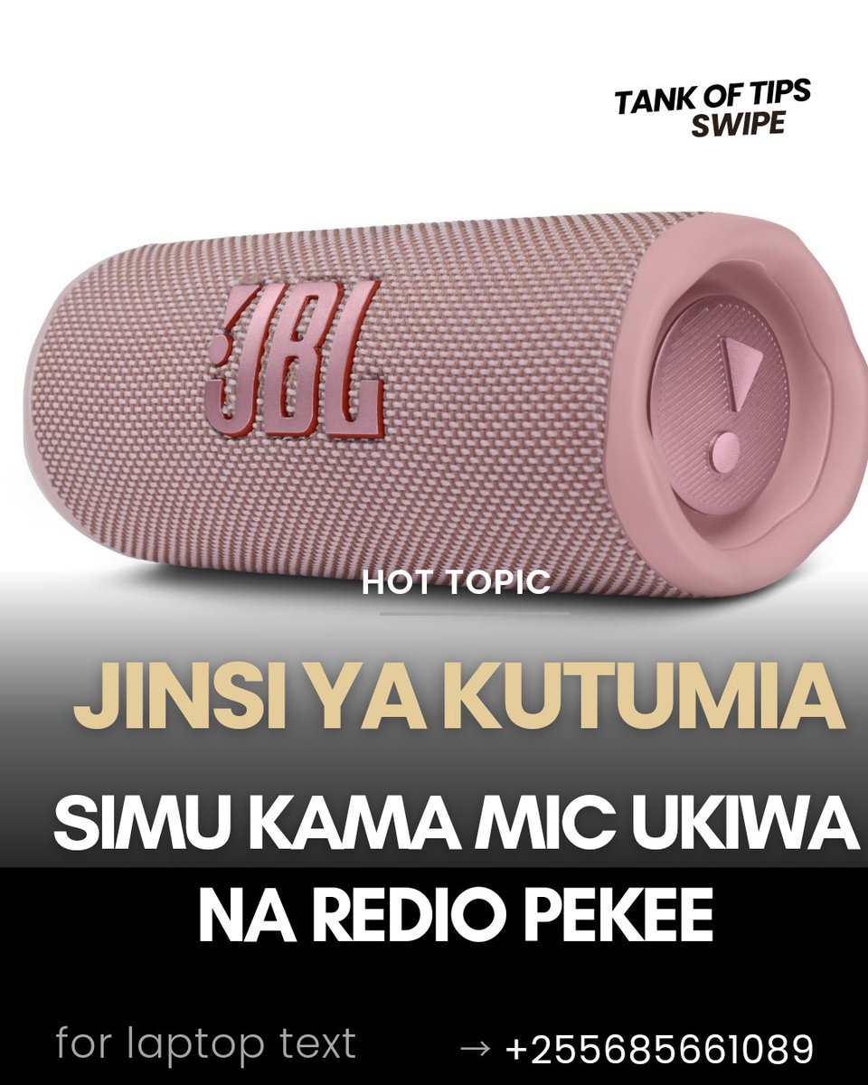 Kuna mahali unaweza ukawa na event na huna maiki .

Fanya hivi kama Kuna redio inayosuport Bluetooth..

Thread 🧵 

Repost 🔄
Bookmark 🔖 
Follow <a href="/techygaspar/">𝐆𝐚𝐯𝐢𝐧𝐝𝐞 💎</a>  

Shuka nayo 👇🏾